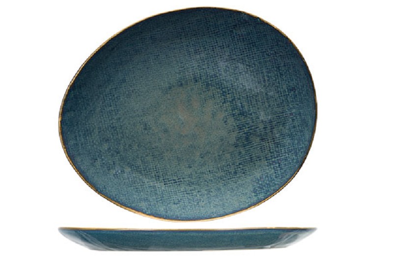 Aicha Blue Plat Bord 27x23cm Ovaal