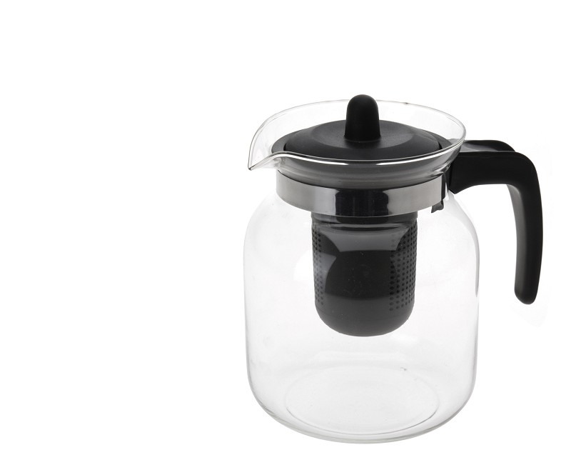 Theepot 1,5 Liter Glas Zwart