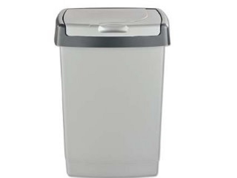 Curver Afvalbak 10ltr Plat Deksel Grijs