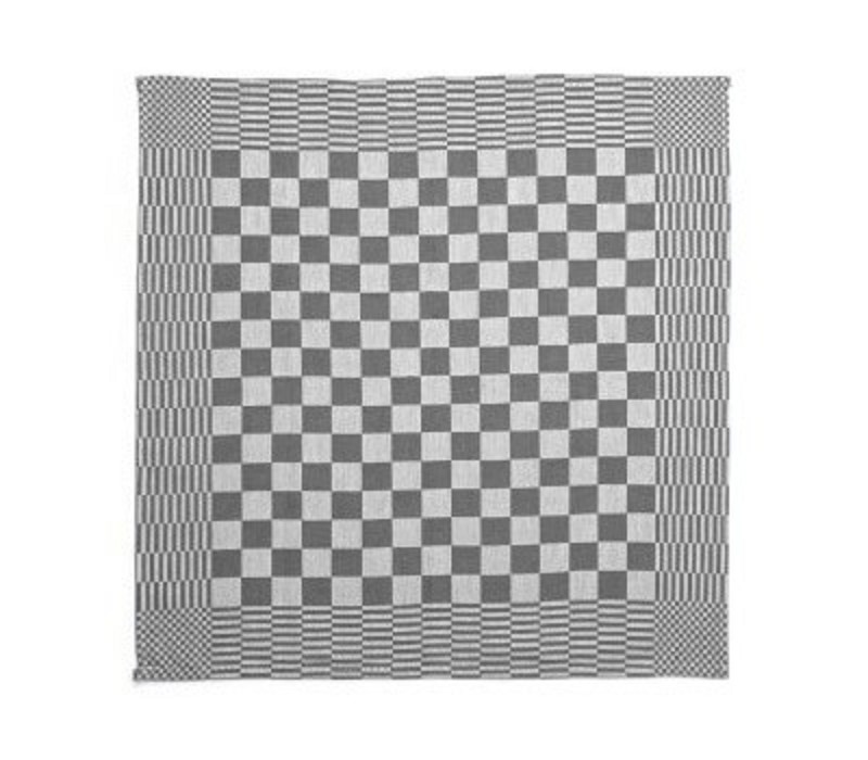 Theedoek 70x70 Geblokt Grijs