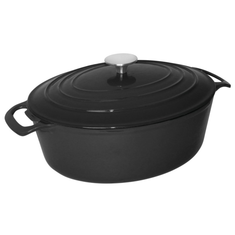 Vogue Ovale Braadpan 6 Liter Zwart