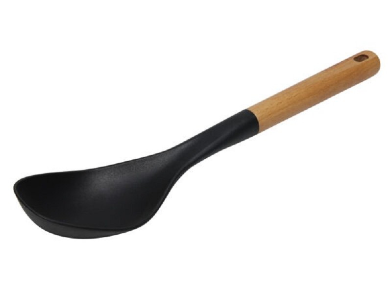 Opscheplepel hout/nylon zwart 33cm