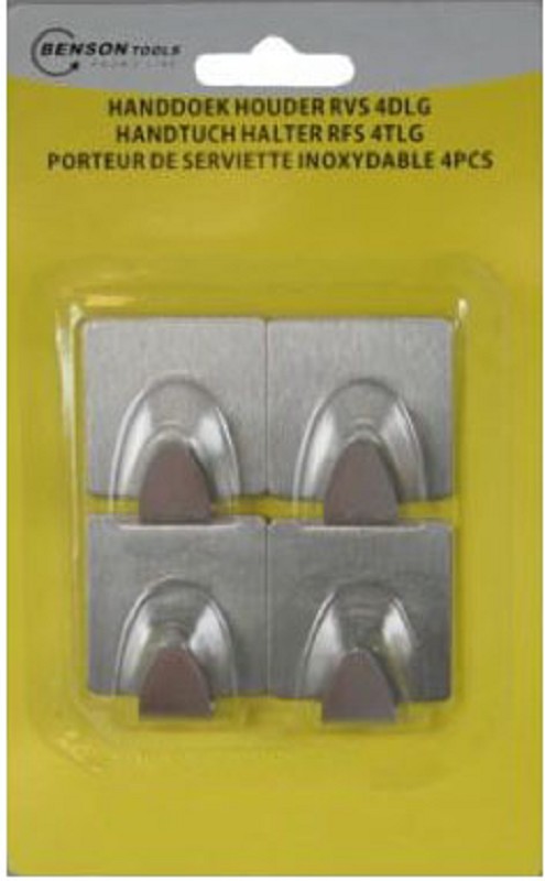 Handdoekhaakjes Zelfklevend RVS Set à 4