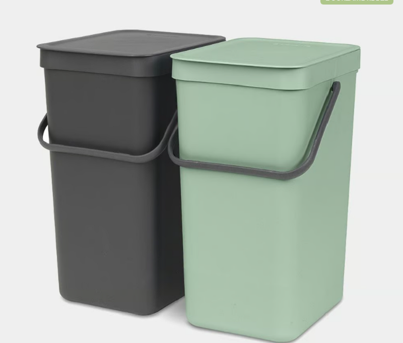 Brabantia Sort & Go Inbouwemmer 2x16 Jade Green en Grijs