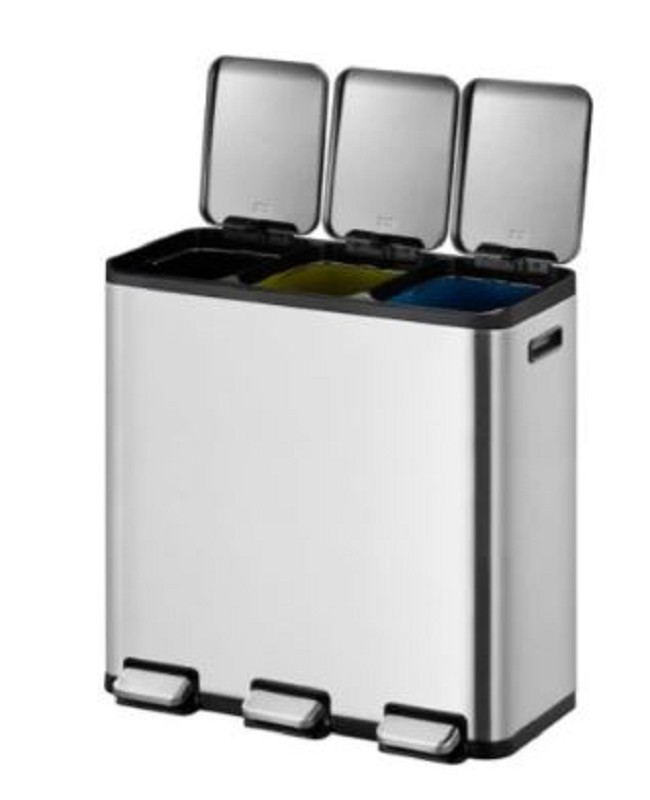 Ecocase trio pedaalemmer 15+15+15 L Mat RVS