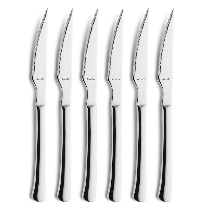 Amefa Chuletero6 steak knives on blister / 6 steakmessen op hangkaart