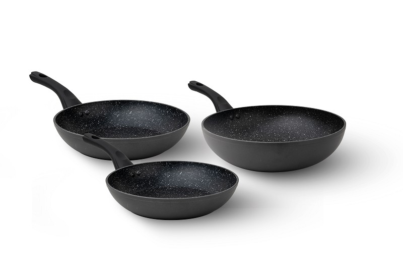 Koekenpannen set 3 delig Graniet